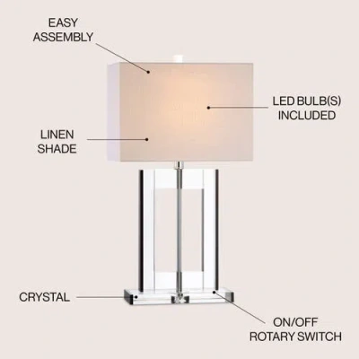 Jonathan Y Parish 26" Crystal Led Table Lamp, Clear/black In Clear/black