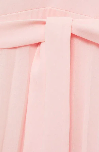 Shop Mango Pleated Sleeveless Chiffon Maxi Dress In Pink