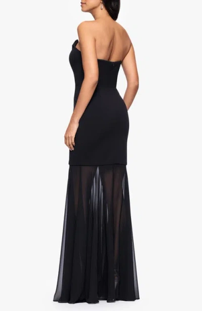 Betsy & Adam Strapless Tuxedo Gown In Black