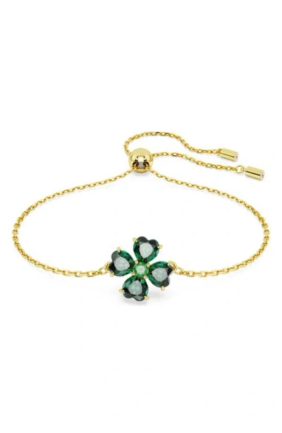 Swarovski Idyllia Soft Bracelet Clover Gold Shiny Green In Green
