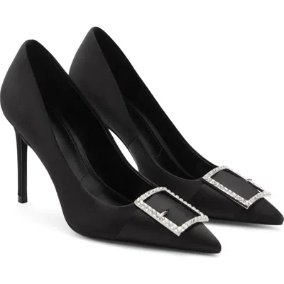 Mango Buckle Pointed Toe Pump In Black