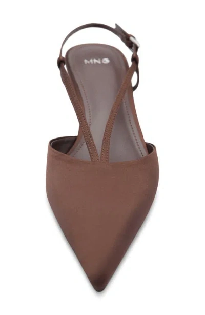 Mango Kitten Heel Pointed Toe Slingback Pump In Chocolate