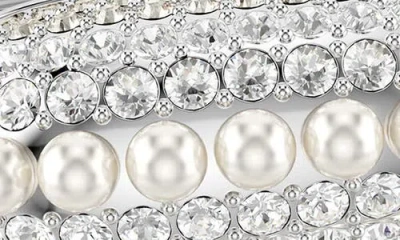 Swarovski Sublima Crystal Cultivated Pearl, Round Cut, White, Rhodium Plated Cuff In White/silver