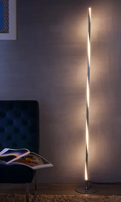 Jonathan Y Pilar 63.75" Led Integrated Floor Lamp In Chrome