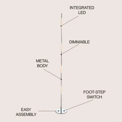 Jonathan Y Pilar 63.75" Led Integrated Floor Lamp In Chrome