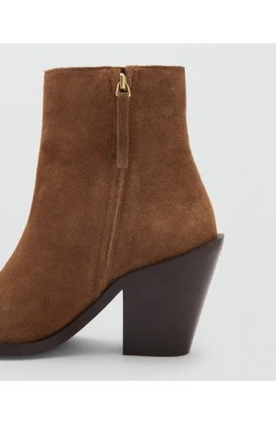Mango Pointed Toe Bootie In Tobacco Brown
