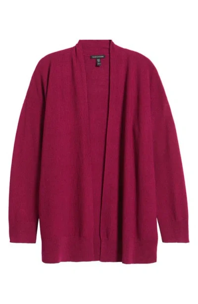 Eileen Fisher Organic Linen Blend Open Front Cardigan In Sangria