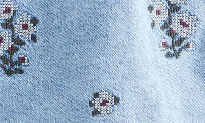 Next Embroidered Tie Waist Denim Shorts In Blue