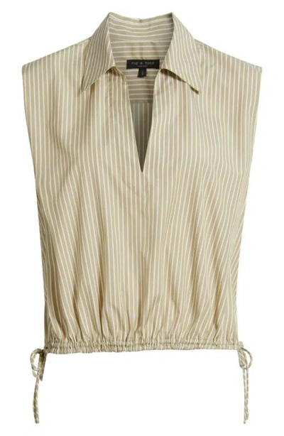 Rag & Bone Fiona Stripe Sleeveless Shirt In Beige Stripe