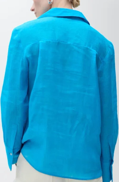Mango Button-up Shirt In Blue