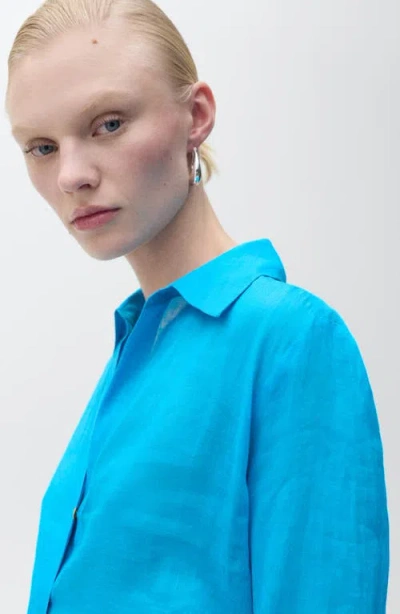 Mango Button-up Shirt In Blue