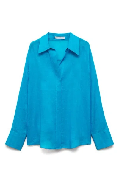 Mango Button-up Shirt In Blue