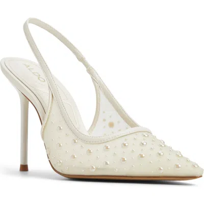 Aldo Pearlescent Slingback Pointed Toe Pump In Other White