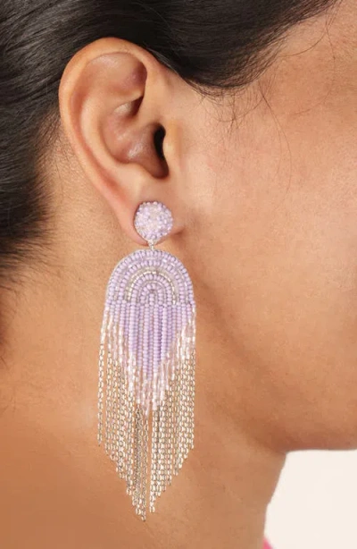 DEEPA GURNANI DEEPA GURNANI CIRCE BEADED FRINGE DROP EARRINGS 