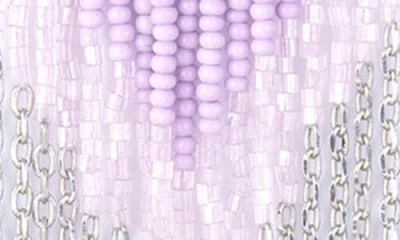 Deepa Gurnani Circe Beaded Fringe Drop Earrings In Lavander