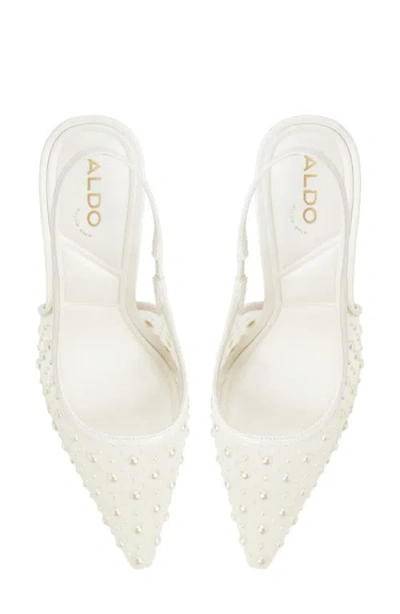 Aldo Pearlescent Slingback Pointed Toe Pump In Other White