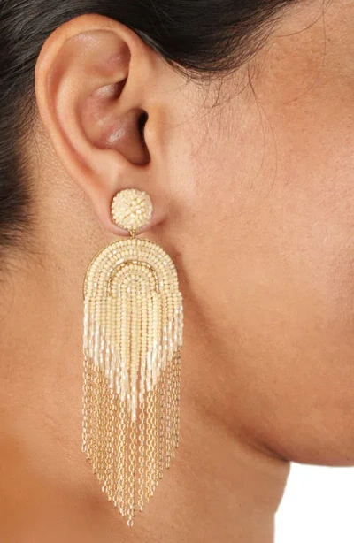 Deepa Gurnani Circe Beaded Fringe Drop Earrings In Yellow