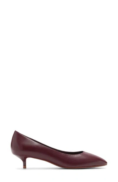 Mango Kitten Heel Pump In Burgundy