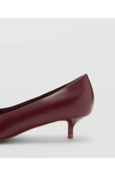 Mango Kitten Heel Pump In Burgundy