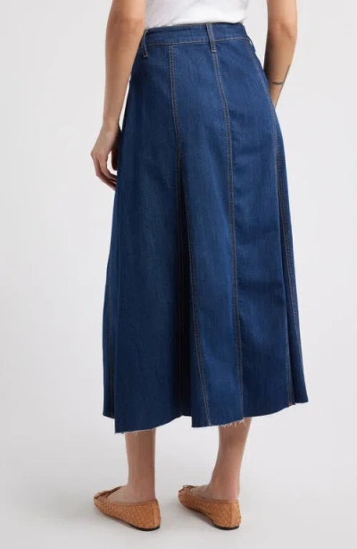 1822 Denim Raw Hem Denim A-line Midi Skirt In Quinlin