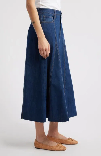 1822 Denim Raw Hem Denim A-line Midi Skirt In Quinlin