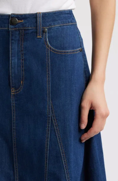 1822 Denim Raw Hem Denim A-line Midi Skirt In Quinlin