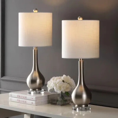 Jonathan Y Dylan 25" Metal/crystal Teardrop Led Table Lamp In Nickel