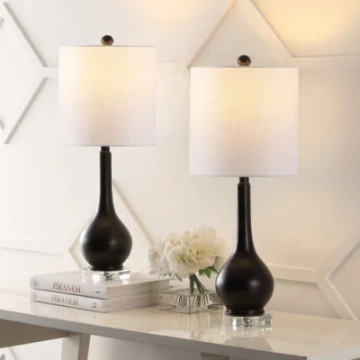 Jonathan Y Dylan 25" Metal/crystal Teardrop Led Table Lamp In Oil Rubbed Bronze