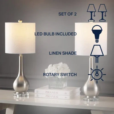 Jonathan Y Dylan 25" Metal/crystal Teardrop Led Table Lamp In Nickel