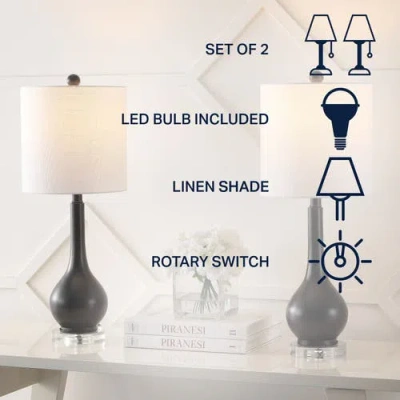 Jonathan Y Dylan 25" Metal/crystal Teardrop Led Table Lamp In Oil Rubbed Bronze