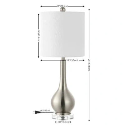 Jonathan Y Dylan 25" Metal/crystal Teardrop Led Table Lamp In Nickel