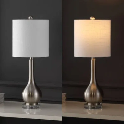 Jonathan Y Dylan 25" Metal/crystal Teardrop Led Table Lamp In Nickel