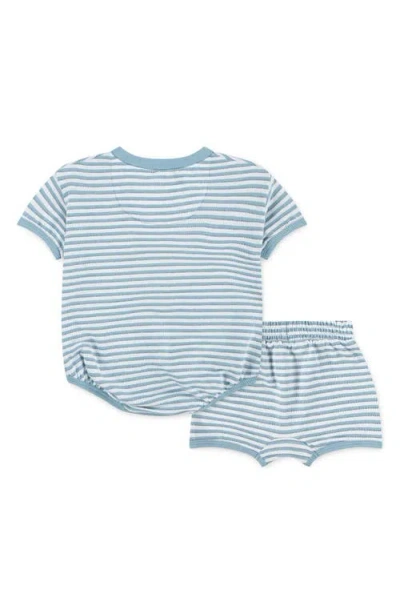 Nike Stripe Bodysuit & Shorts Set In Denim/turquoise