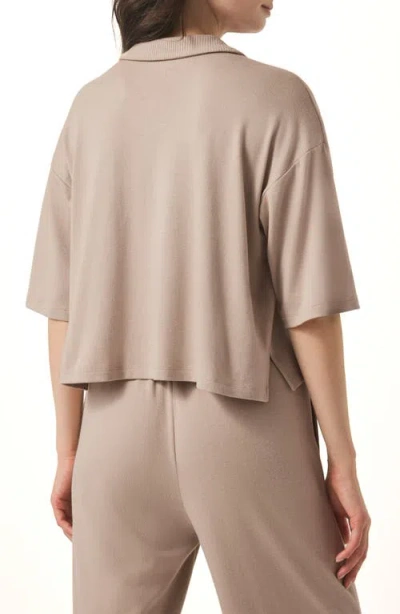 Splendid Brooke Short Sleeve Polo In Fawn In Fawn