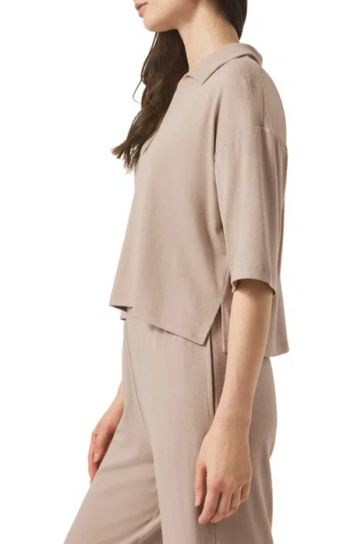 Splendid Brooke Short Sleeve Polo In Fawn In Fawn