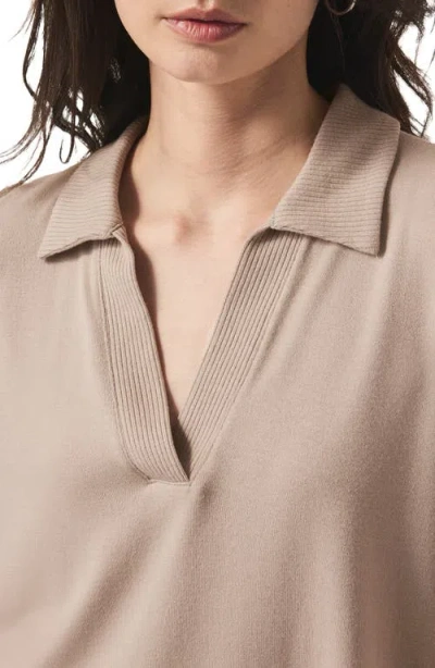 Splendid Brooke Short Sleeve Polo In Fawn In Fawn