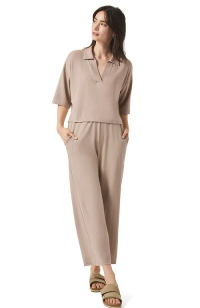 Splendid Brooke Short Sleeve Polo In Fawn In Fawn
