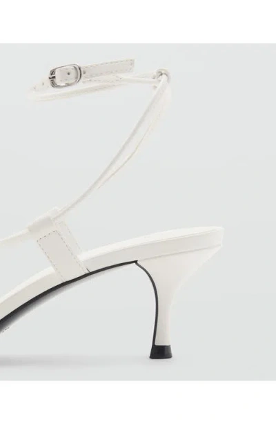 Mango Ankle Strap Kitten Heel Sandal In White