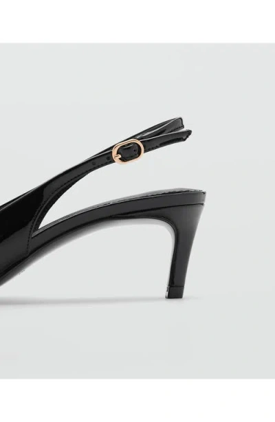 Mango Pointed Toe Kitten Heel Slingback Pump In Black