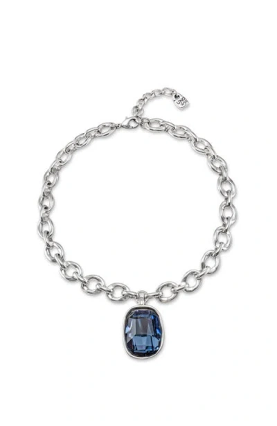 Unode50 Sterling Silver-plated Short Necklace And Crystal In Silver