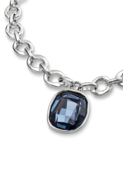 Unode50 Sterling Silver-plated Short Necklace And Crystal In Silver