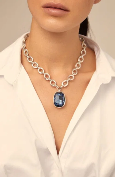 Unode50 Sterling Silver-plated Short Necklace And Crystal In Silver