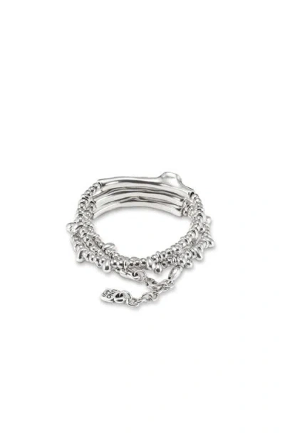 Unode50 Triple Sterling Silver-plated Beaded Bracelet In Silver