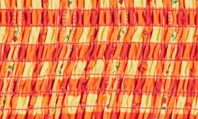 Damson Madder Bow Smocked High Waist Bikini Bottoms In Orange