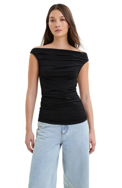 Marcella Cooper Ruched Off The Shoulder Top In Black