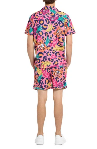 Opposuits Leopard Spot Camp Shirt & Drawstring Shorts Set In Pink