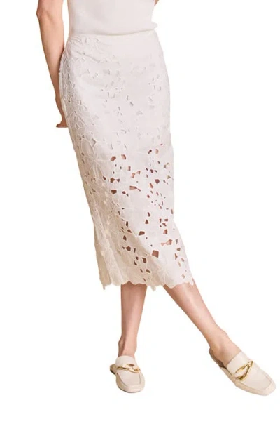 Endless Rose Cutout Lace Midi Skirt In Ivory