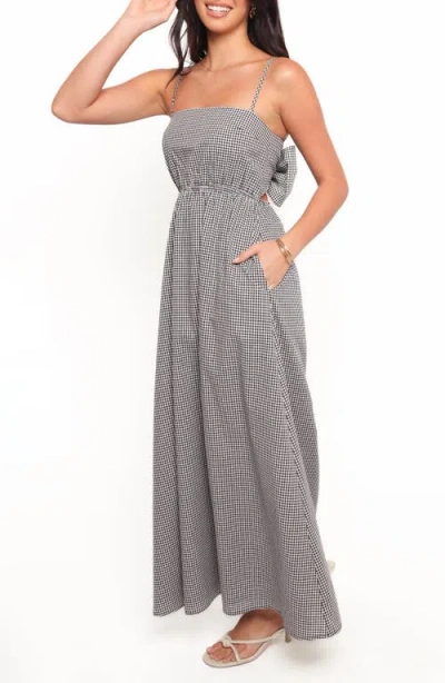 Petal And Pup Petal & Pup Serene Gingham Tie Back Sleeveless Maxi Dress In Gray