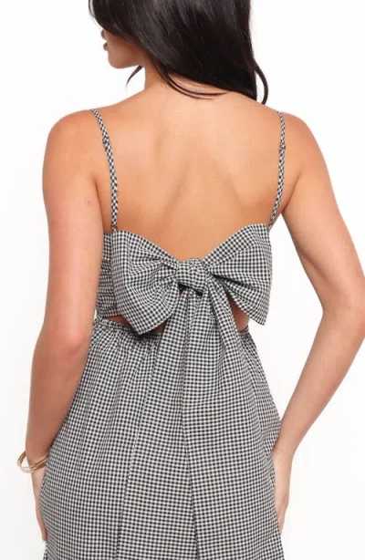 Petal And Pup Petal & Pup Serene Gingham Tie Back Sleeveless Maxi Dress In Gray