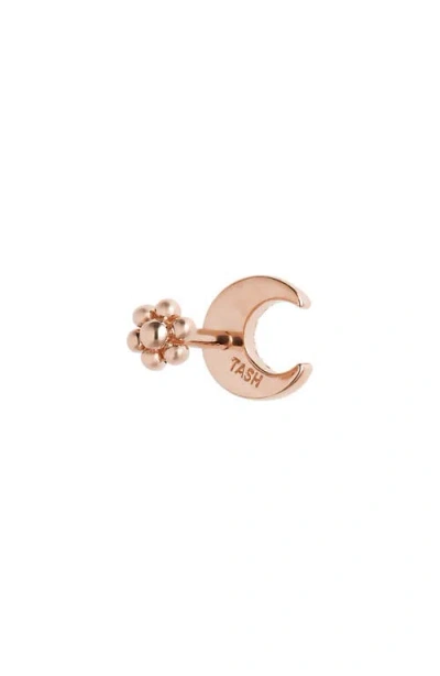 Maria Tash Diamond Moon Threaded Stud Earring In Rose Gold